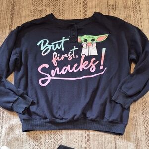 Star Wars Grogu Snacks Navy Women's Sweatshirt Sz Large